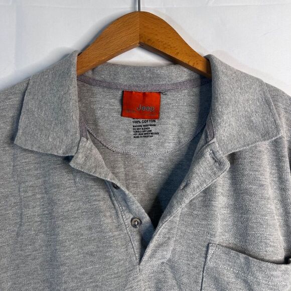 Jeep Brand Teflon Light Gray Short Sleeve 100% Cotton Polo Shirt Men's Size XL - Picture 3 of 8